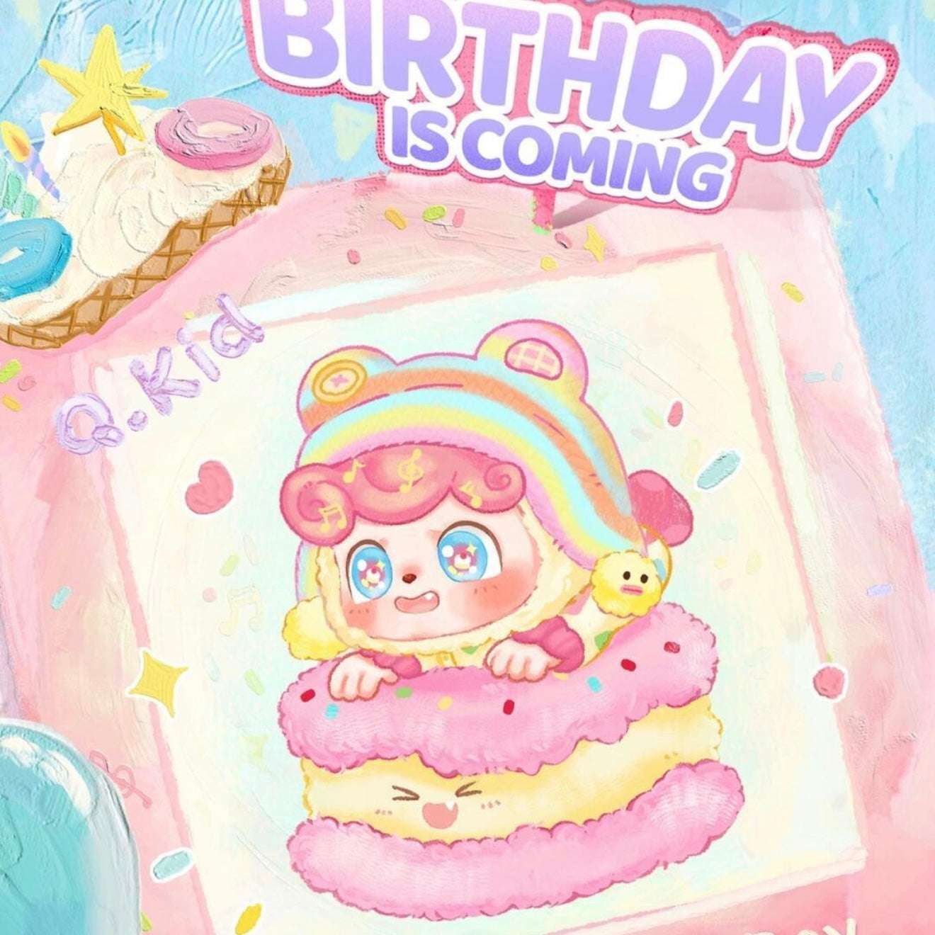 Q.Kid Birthday is Coming Happy Q.Day Plush Series Hanging Card