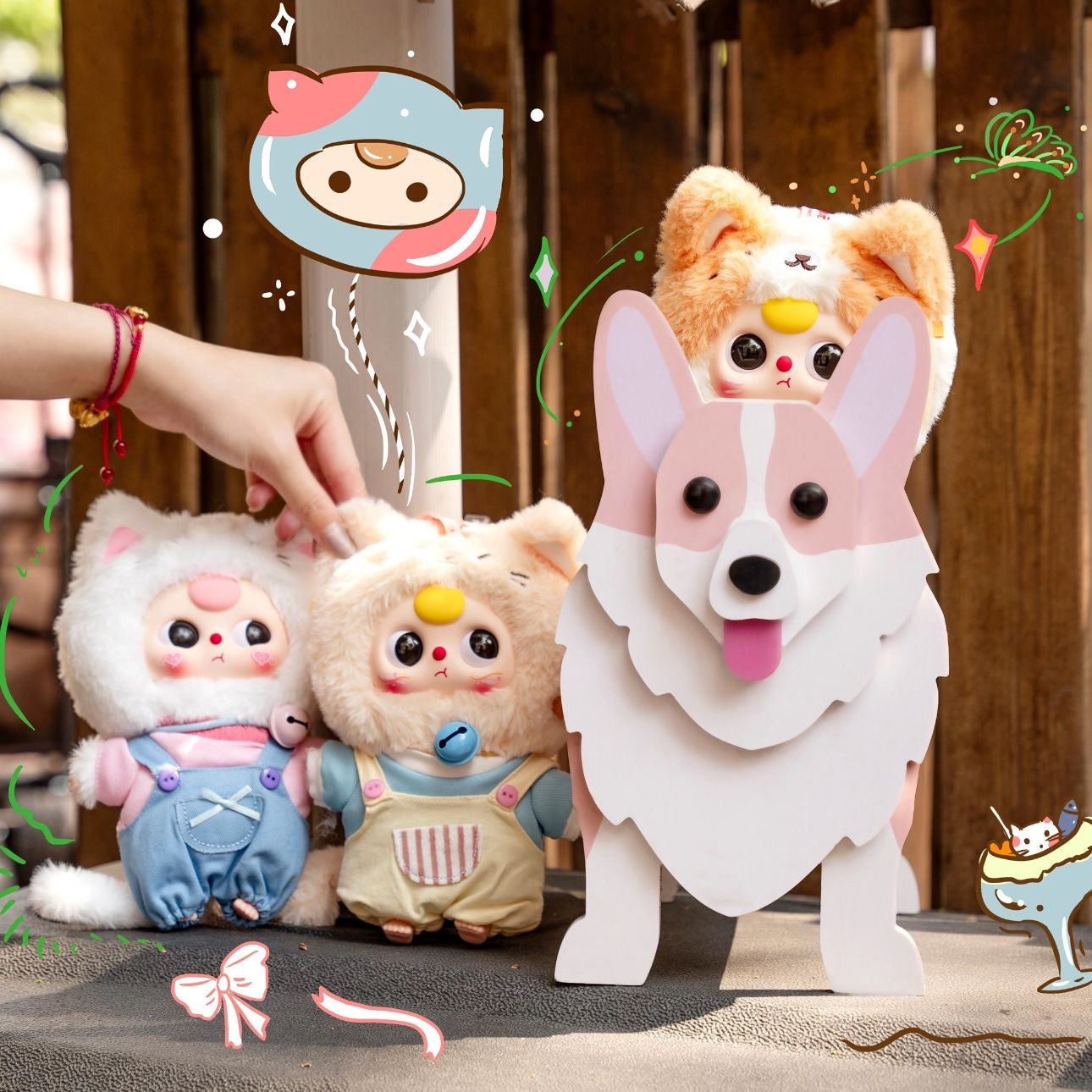 Baby Three Cat Wardrobe Plush Blind Box